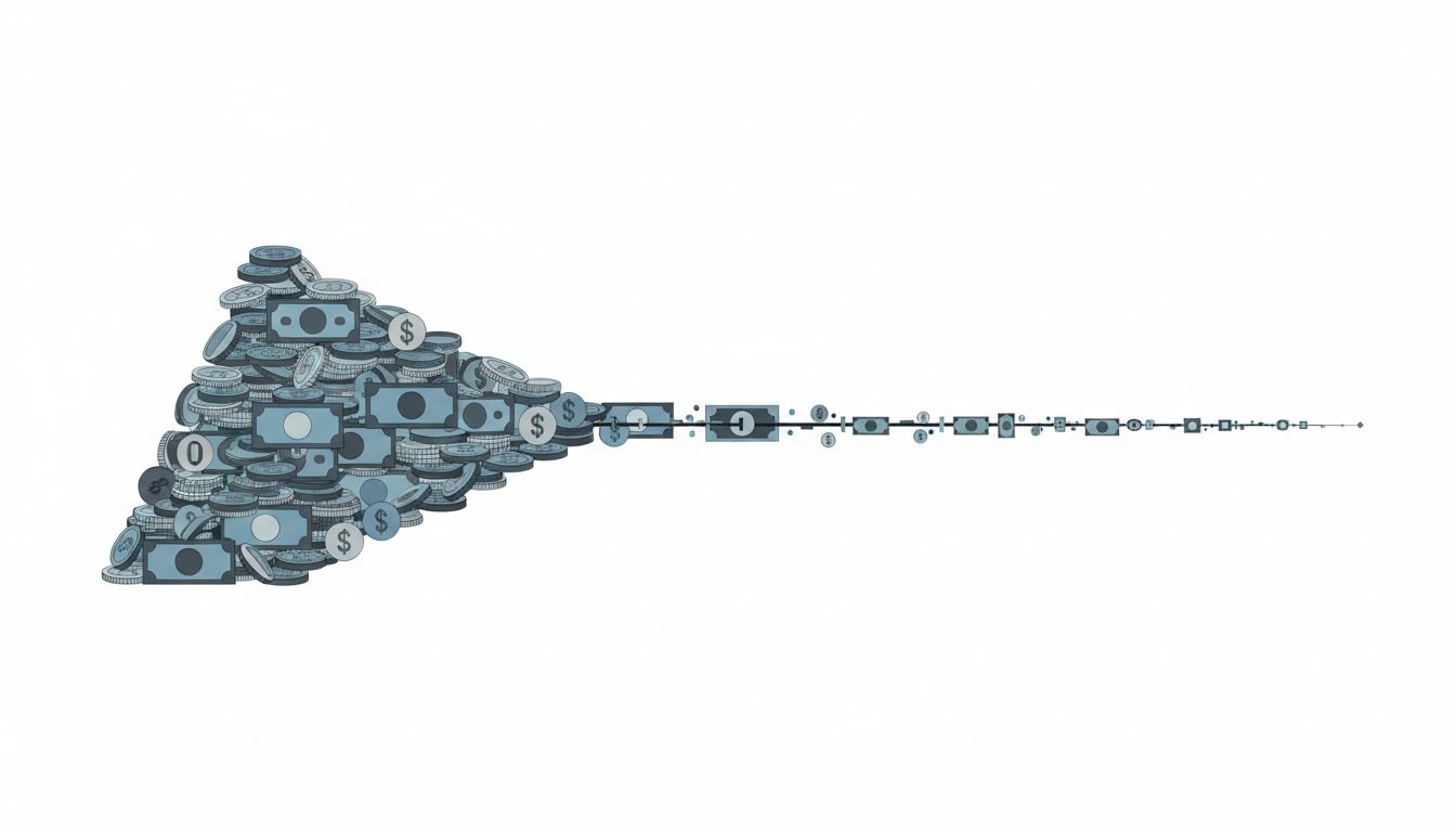 Abstract illustration showing capital abundance narrowing into a constrained runway timeline