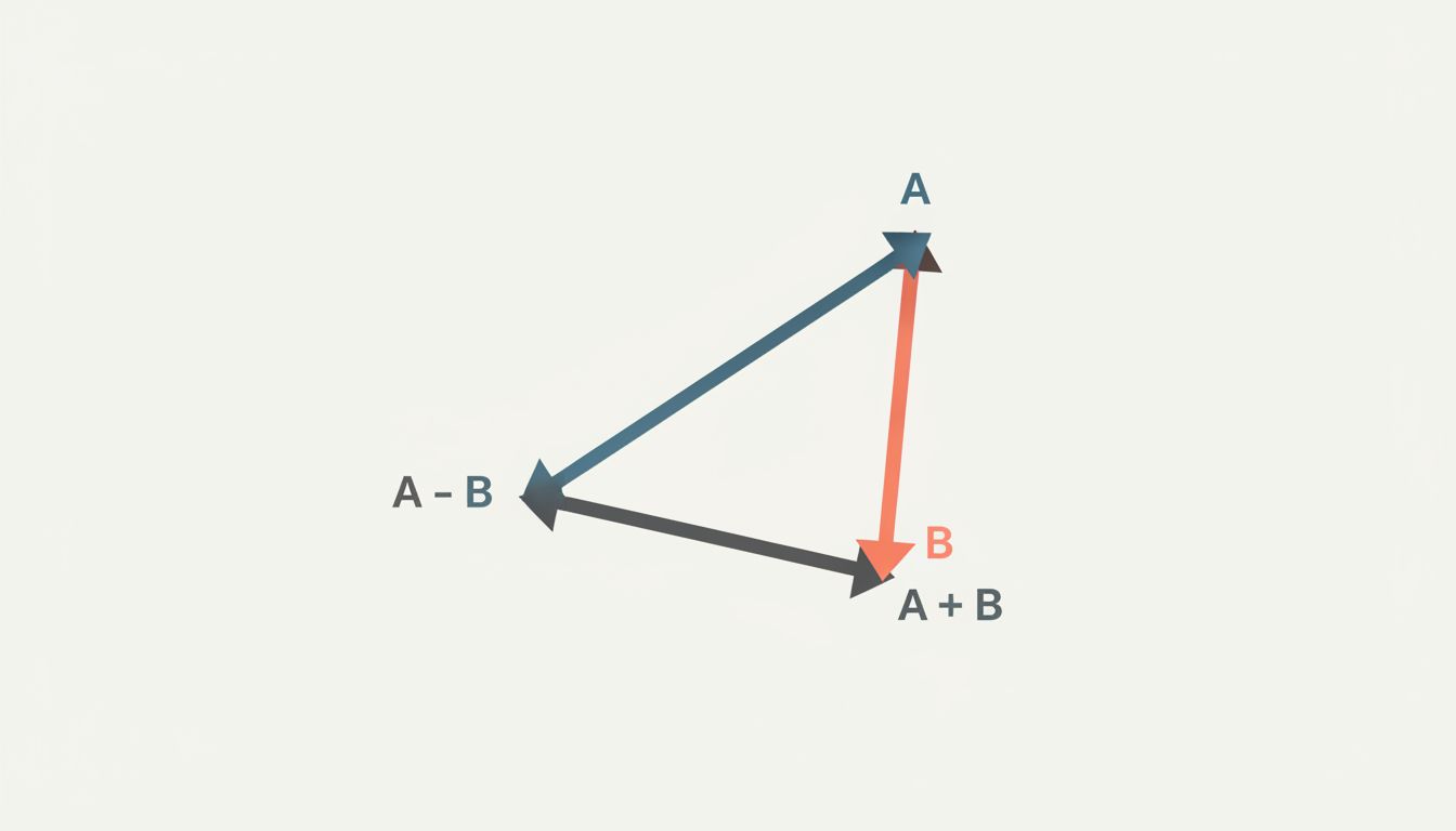 Diagram showing vector arithmetic in embedding space, illustrating how vector operations produce meaningful results