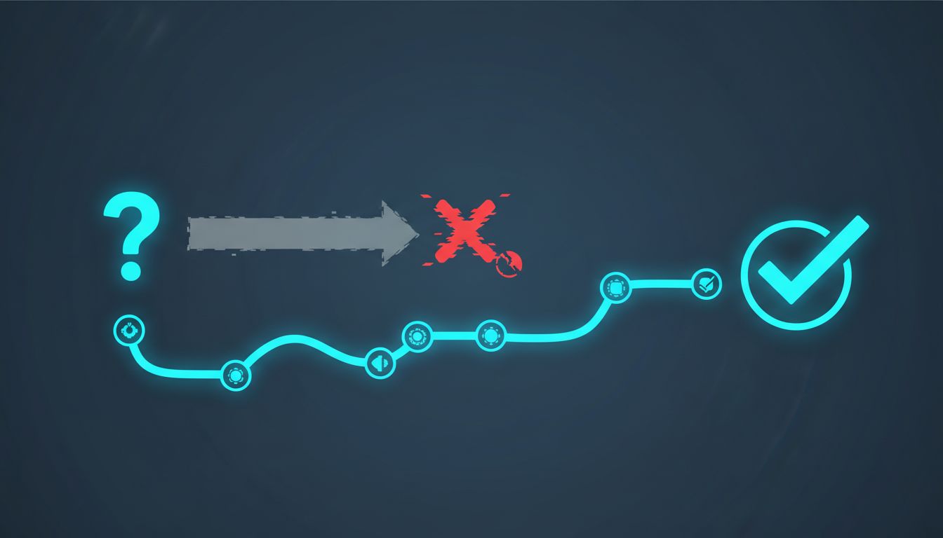 Diagram comparing direct-answer and step-by-step reasoning paths, showing the multi-step route arriving at a clearer conclusion