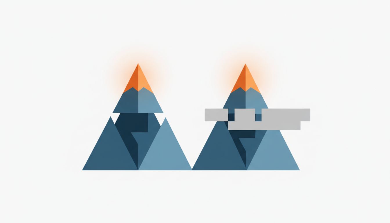 Abstract illustration contrasting the easy start of a project with the difficult middle stretch before completion