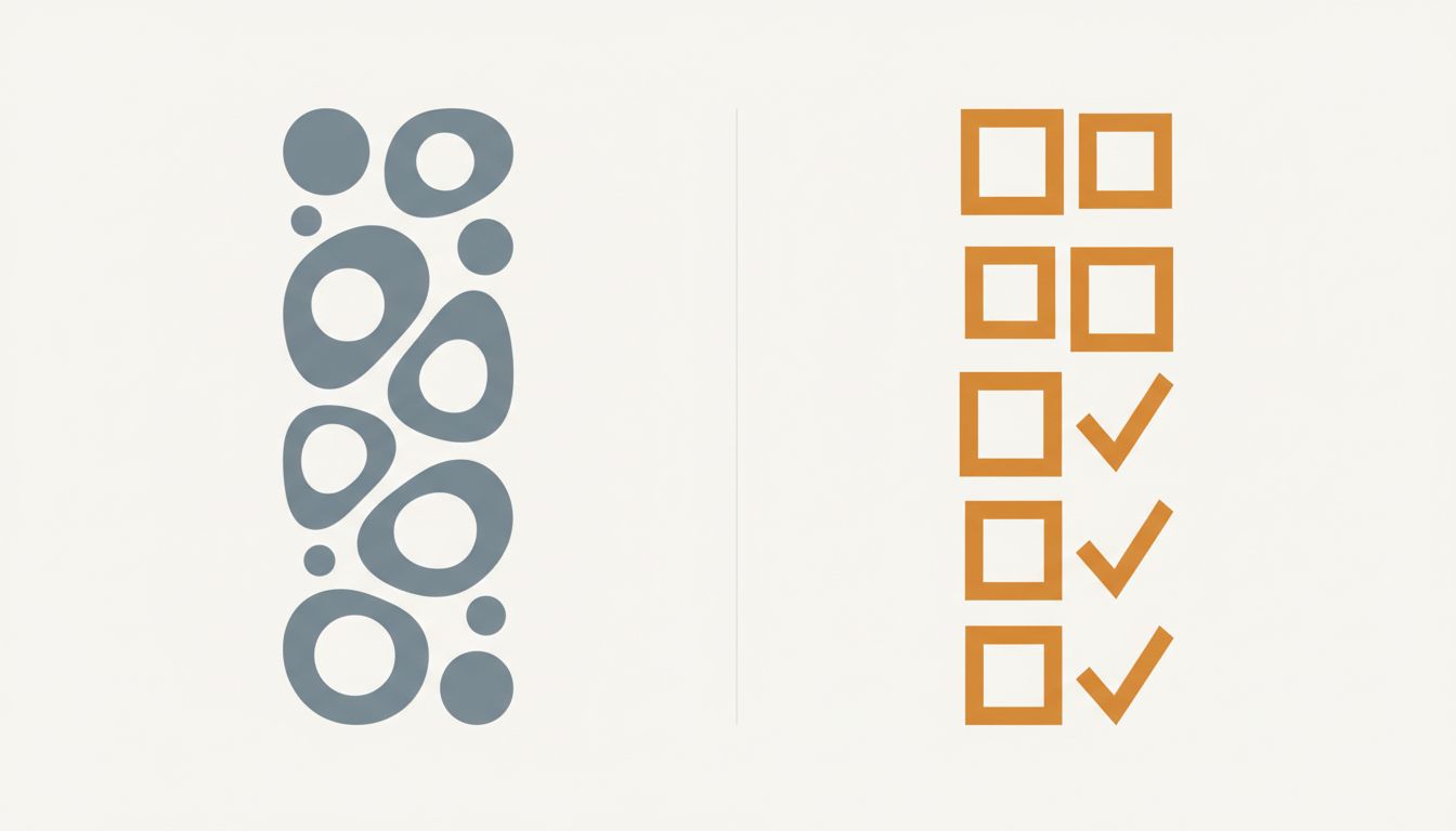 Diagram comparing open-ended activity tasks with clearly defined outcome tasks