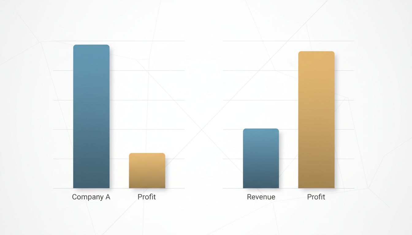 Bar chart showing higher revenue does not always mean higher profit, comparing two hypothetical tech companies