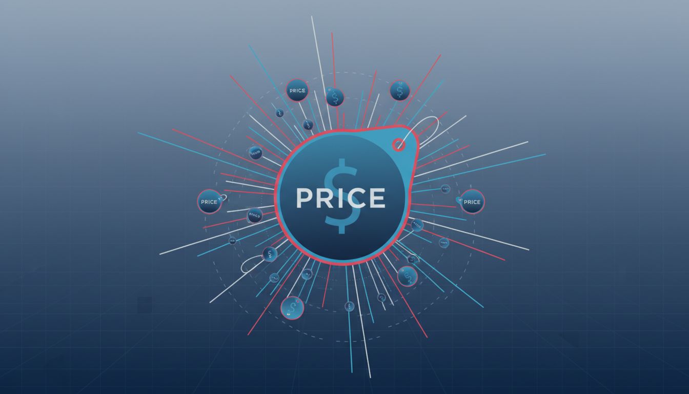 Abstract diagram showing how a market leader's price acts as a gravitational reference point that competitors can undercut