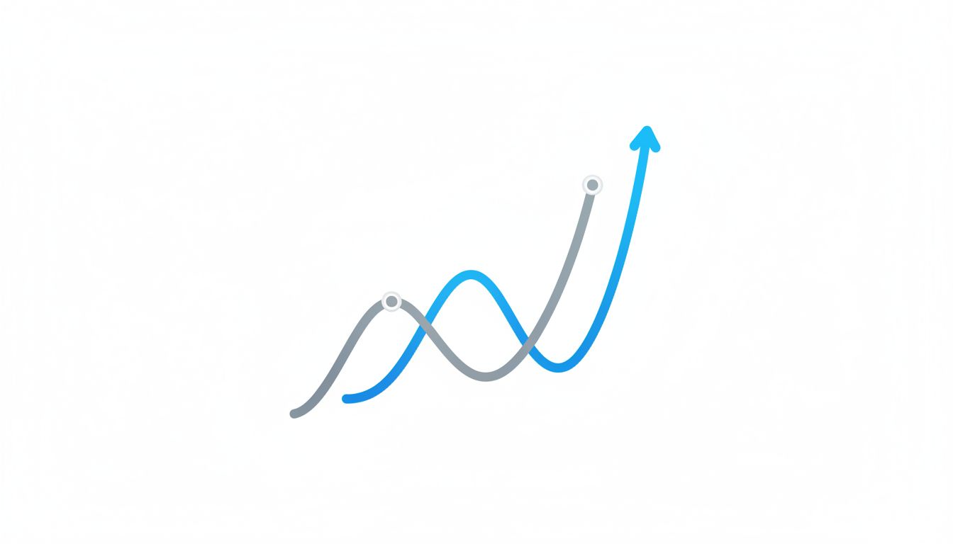 Diagram of two adoption S-curves where the second entrant's curve surpasses the first mover's peak