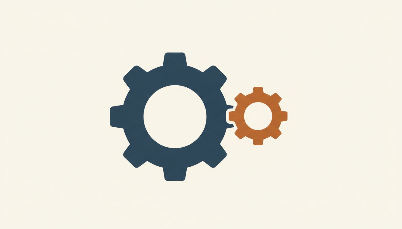 Two interlocking gears of different sizes, representing complementary co-founder roles