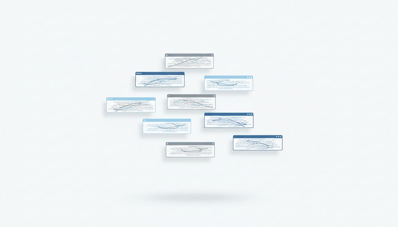 Isolated conversation windows with no connections between them, illustrating the stateless nature of AI context