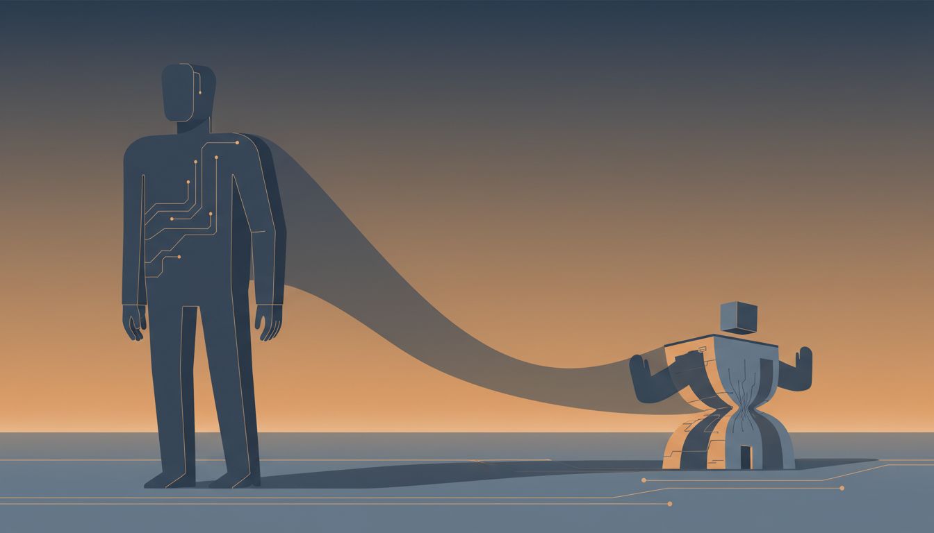 Illustration of an early customer's shadow warping a startup's architecture