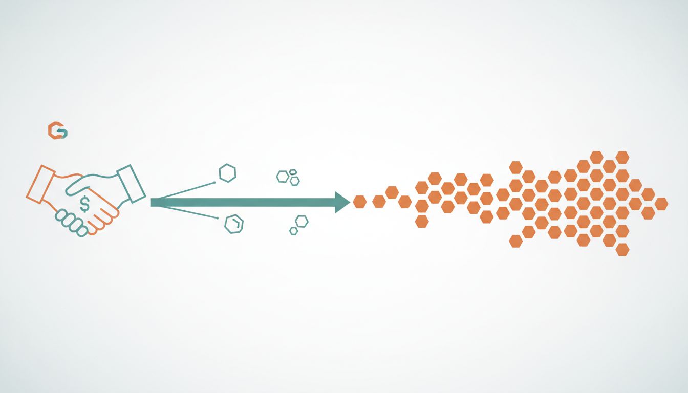 Diagram showing a product roadmap forking at the moment of first revenue, one path narrowing to serve one customer, the other widening to serve a market