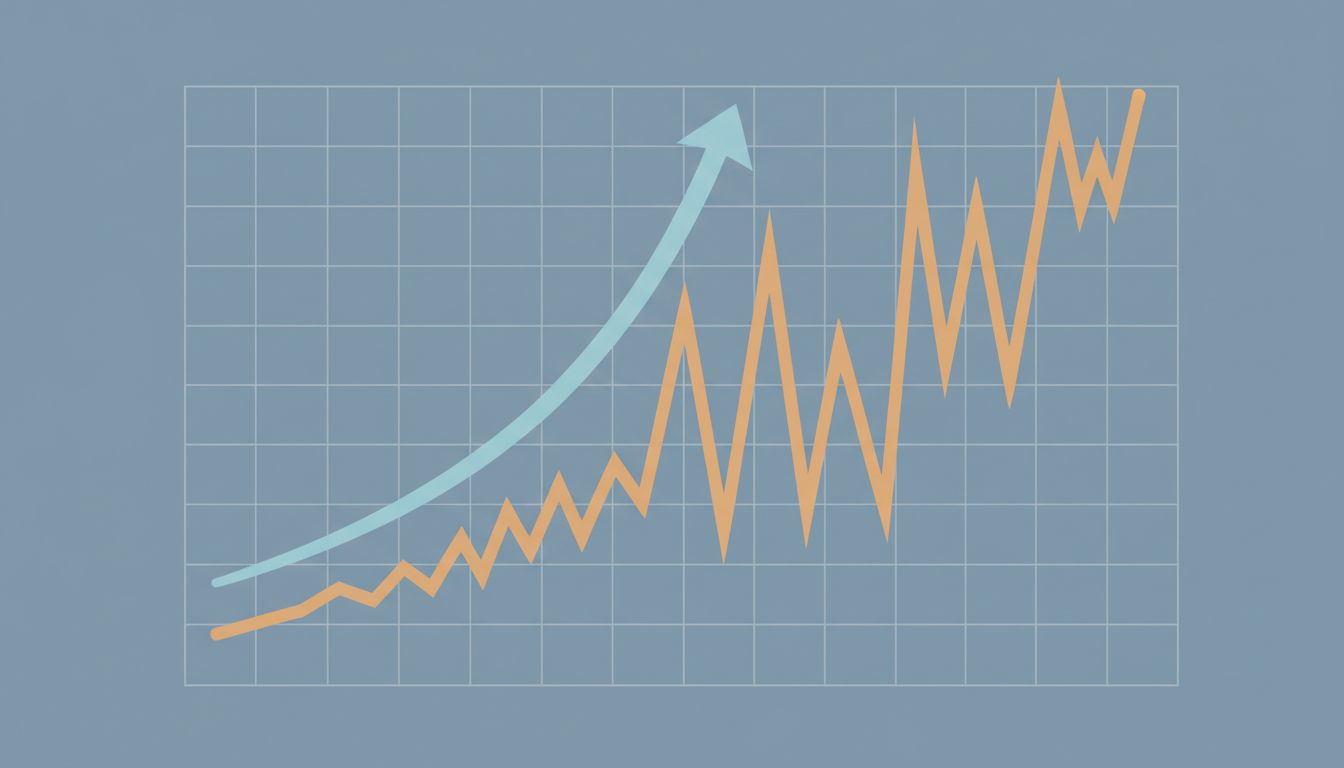 Abstract graph showing narrative valuation curve diverging from revenue-based valuation curve