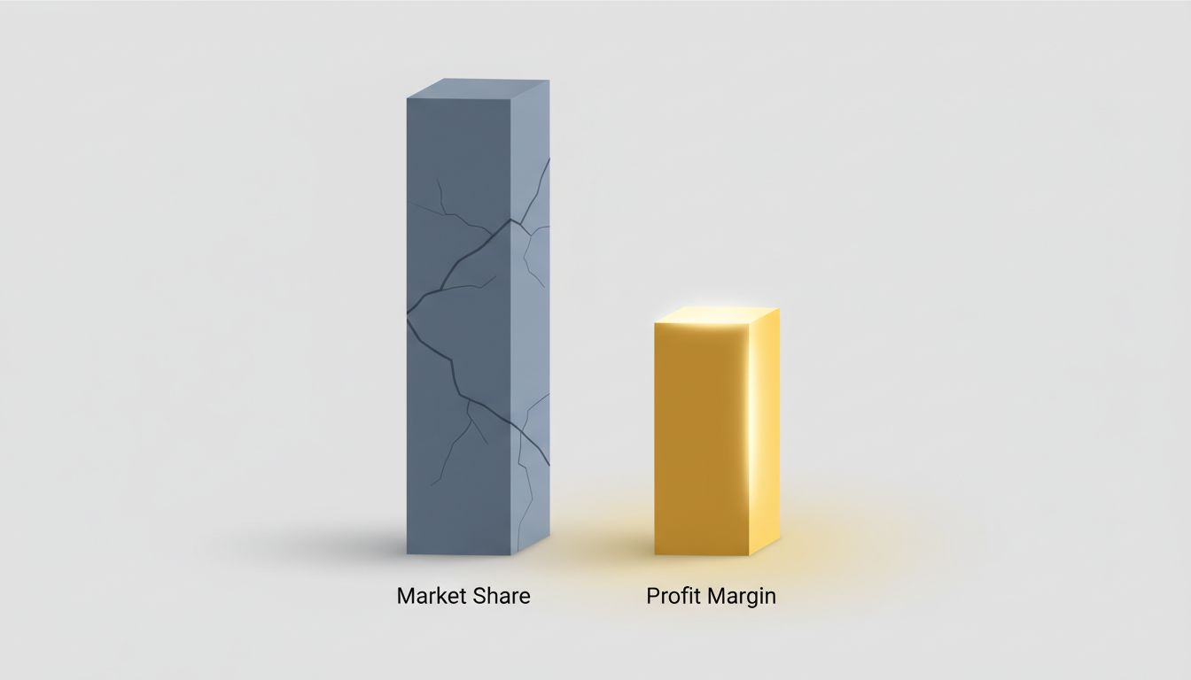 Illustration contrasting market share dominance with profit margin advantage