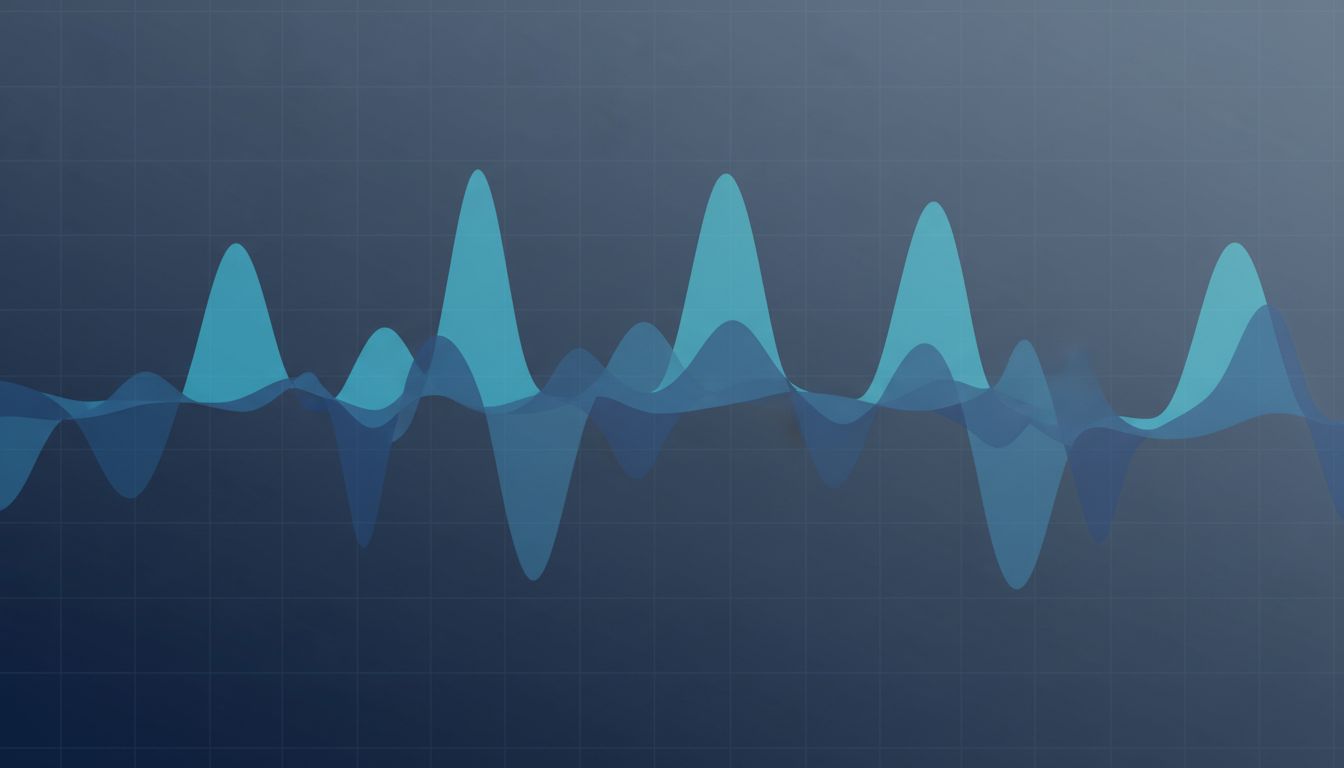 Abstract visualization of token probability distributions conditioning on each other in sequence