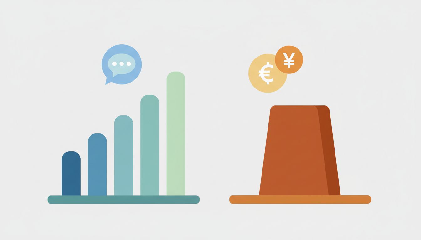 Diagram comparing high volumes of positive feedback signals against the smaller but heavier signal of actual payment