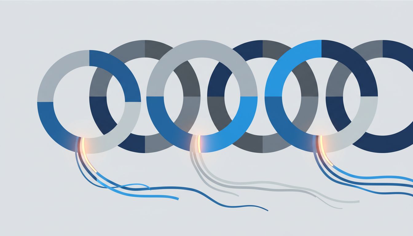 Abstract illustration of closed and open loops, with open loops glowing to suggest cognitive load