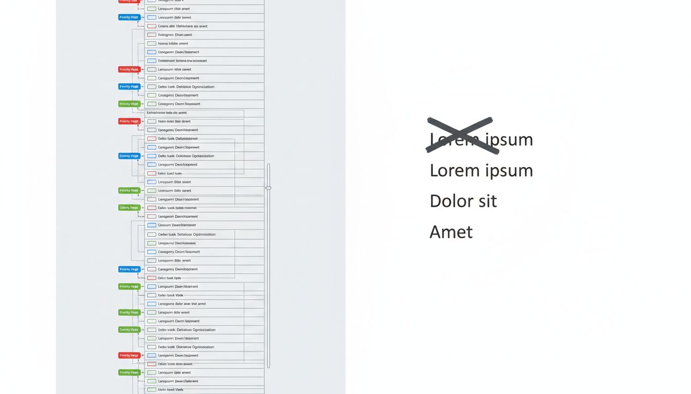 Side-by-side comparison of a complex task list versus a short daily list with completed items