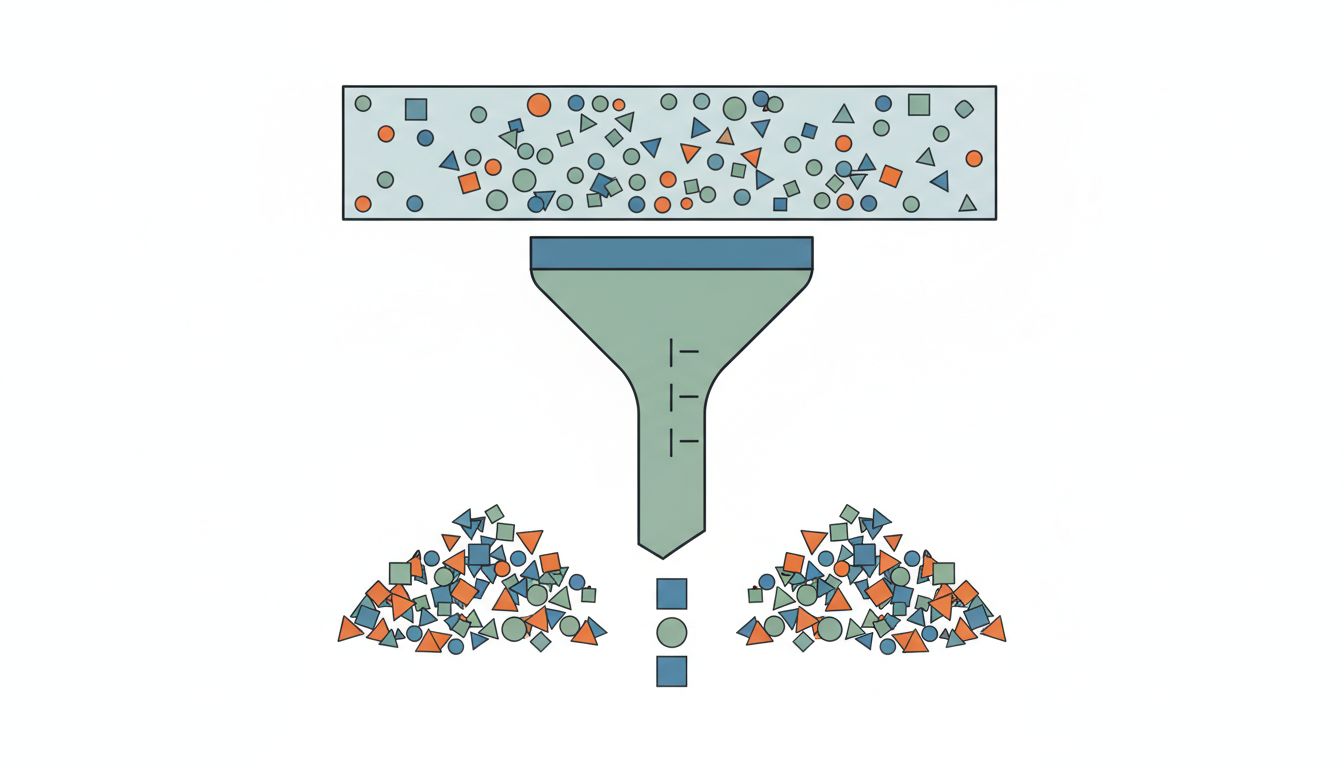 Diagram showing how an agenda acts as a filter that discards information not matching pre-set topics