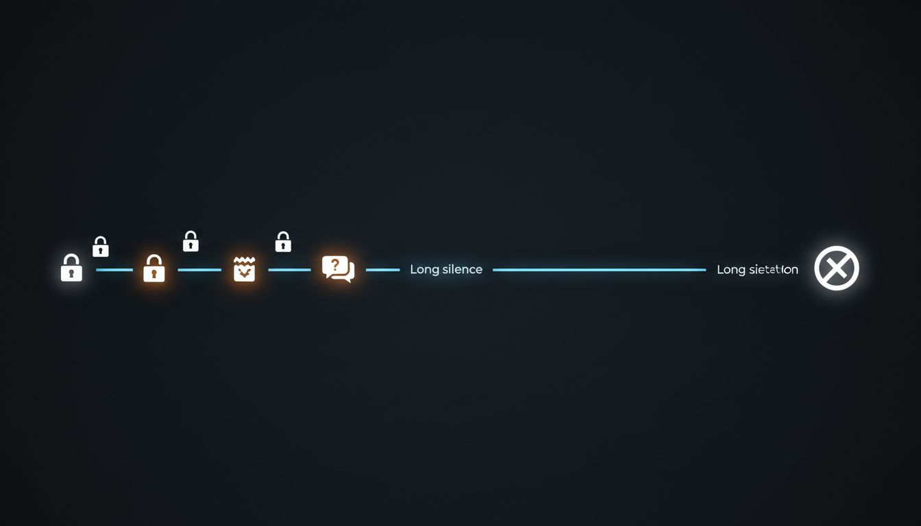 Timeline diagram showing the behavioral sequence that precedes customer churn