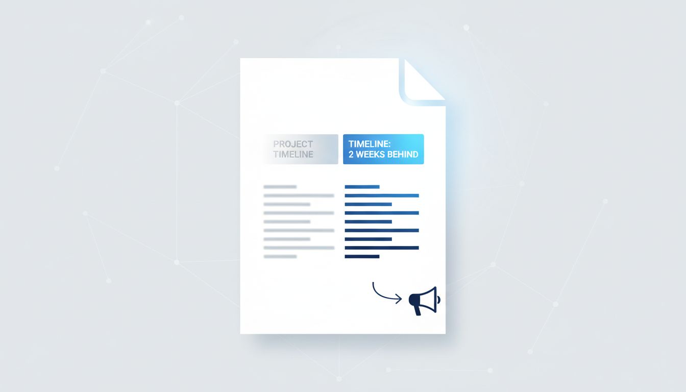 Side-by-side comparison of a vague document header versus a conclusion-driven one