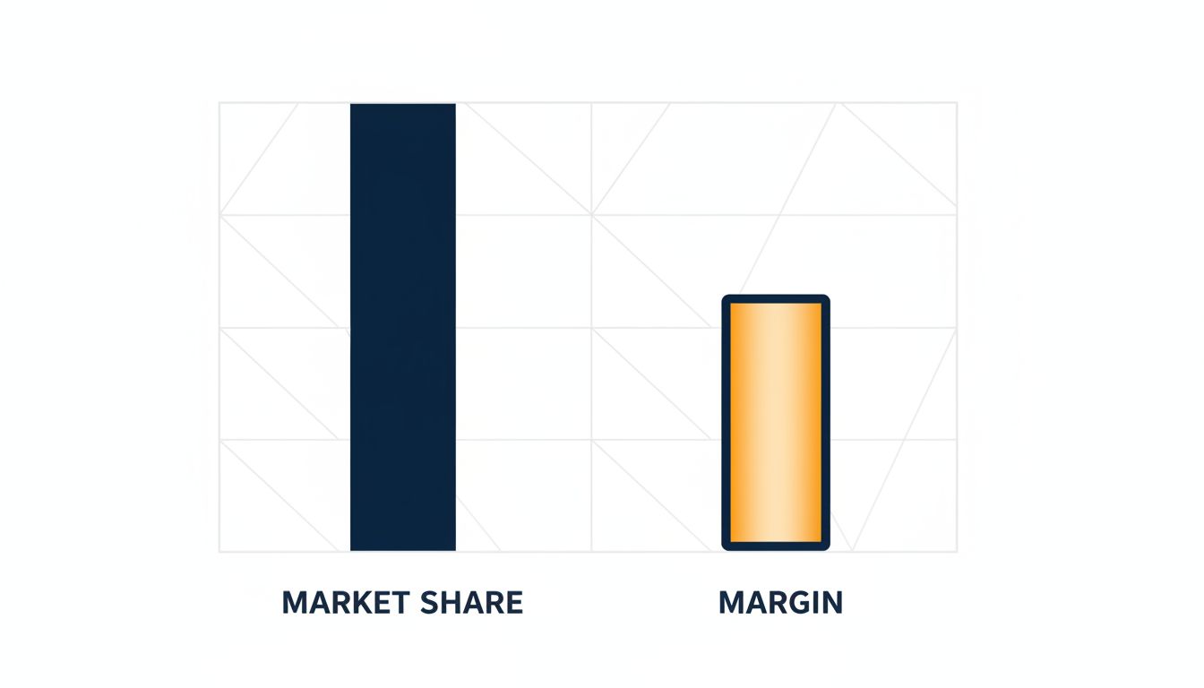 Diagram contrasting market share leadership with profit margin advantage