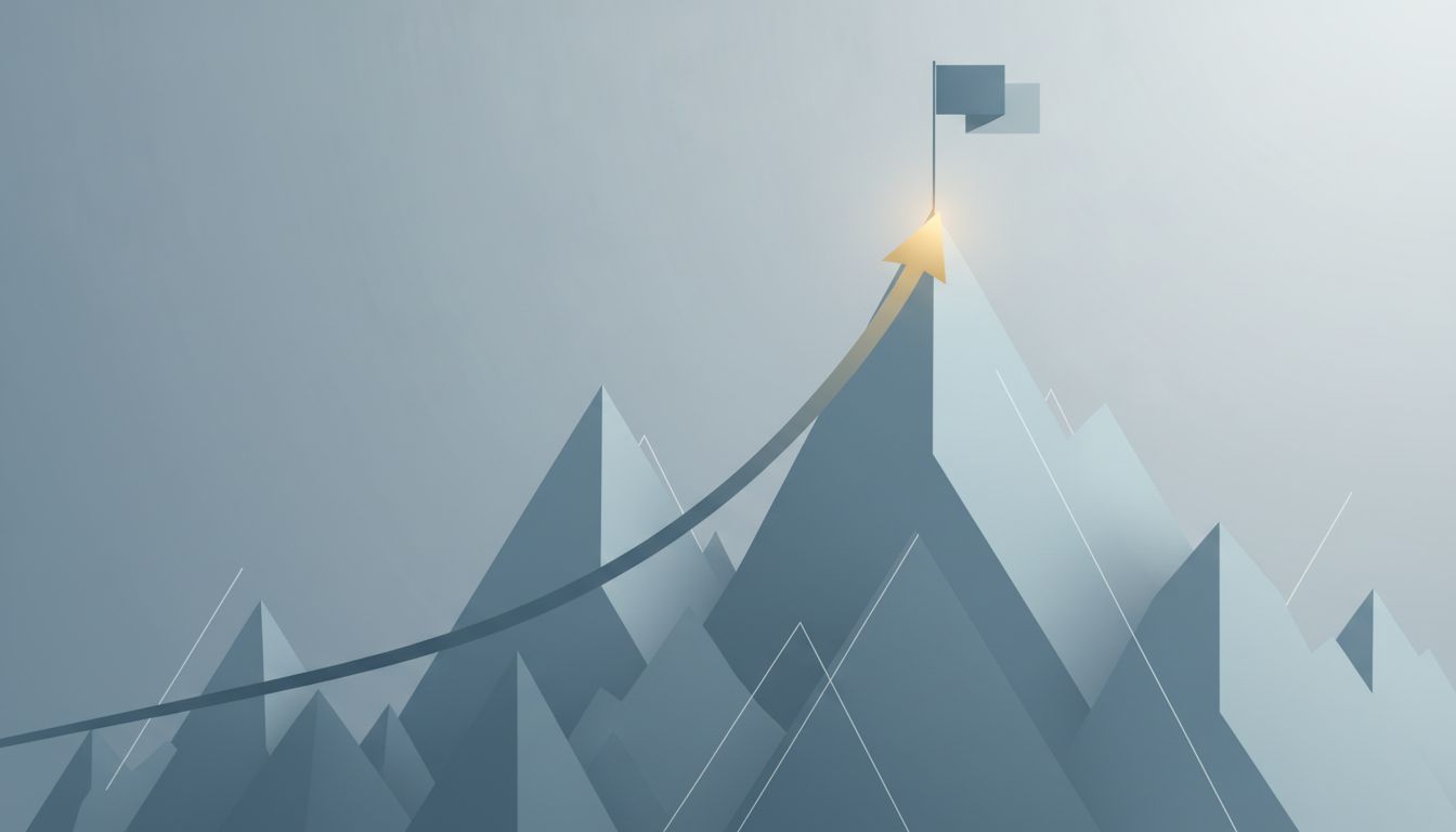 Illustration of a profit curve peaking at second place on a mountain, with the summit occupied but the peak earnings just below it