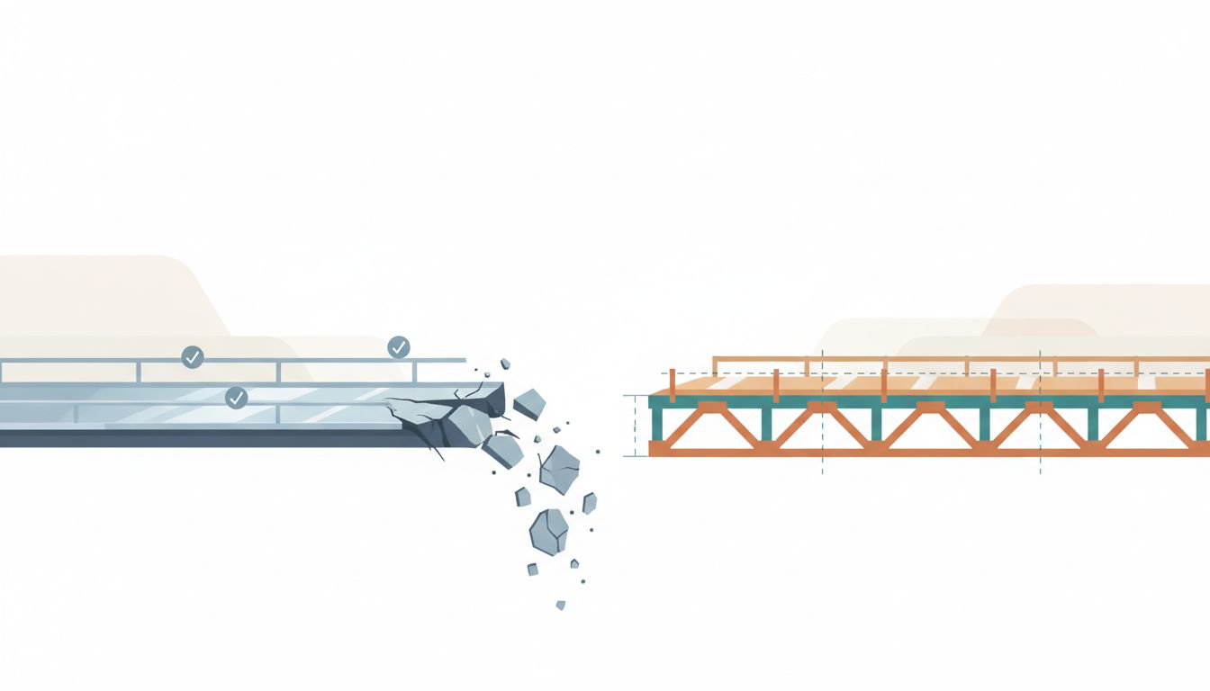 Illustration contrasting an oversold promise that collapses versus an honest commitment that holds