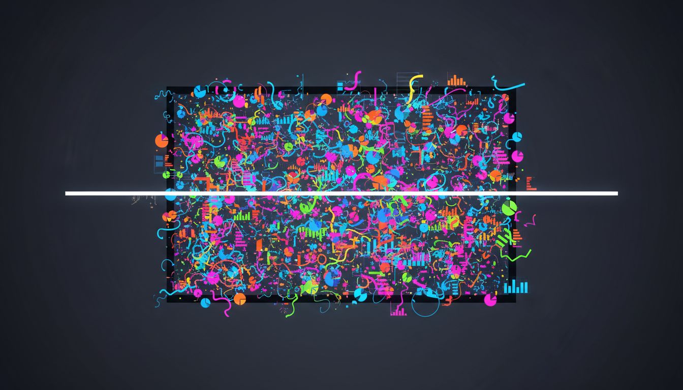 A chaotic mass of charts with one clear signal cutting through