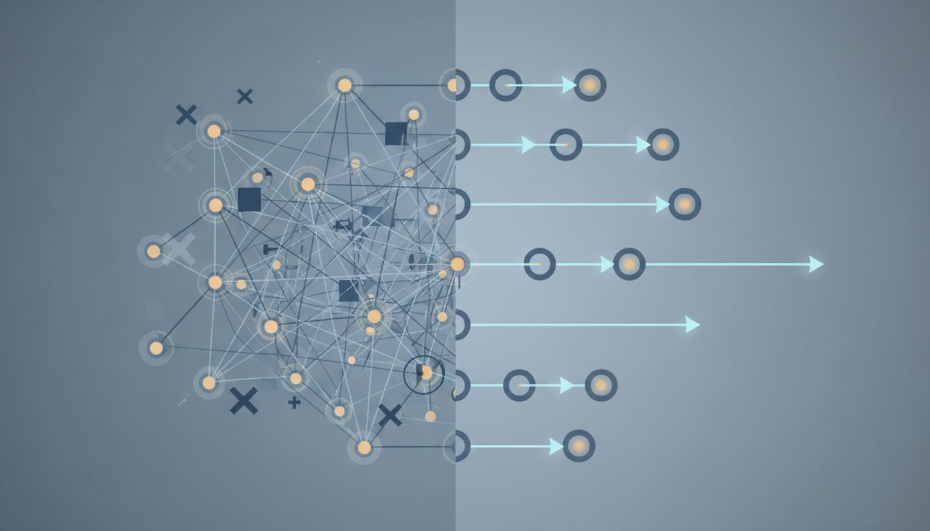 Diagram contrasting synchronous communication where nodes block waiting for responses versus asynchronous flow where work continues independently