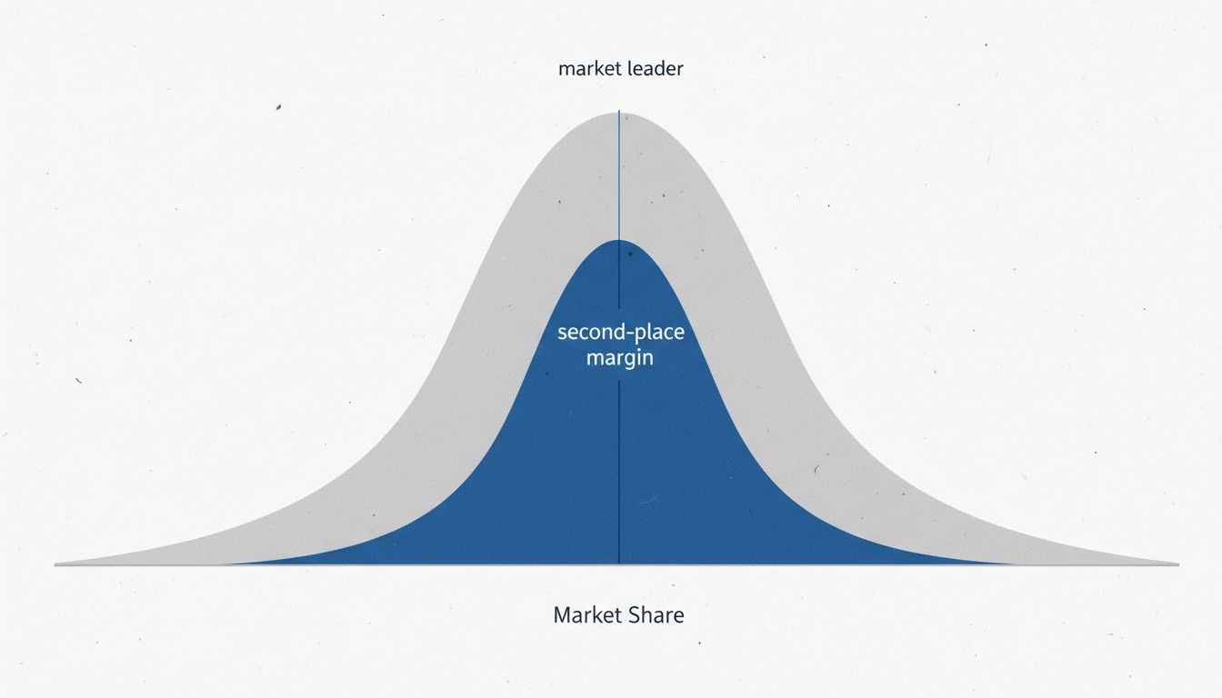 Diagram comparing profit margin distribution between market leaders and second-place companies