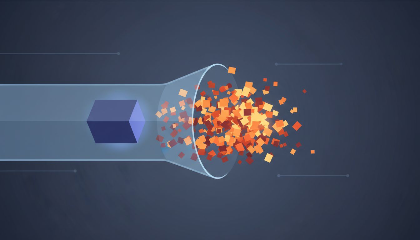Abstract illustration showing small urgent tasks crowding out one large important task in a queue