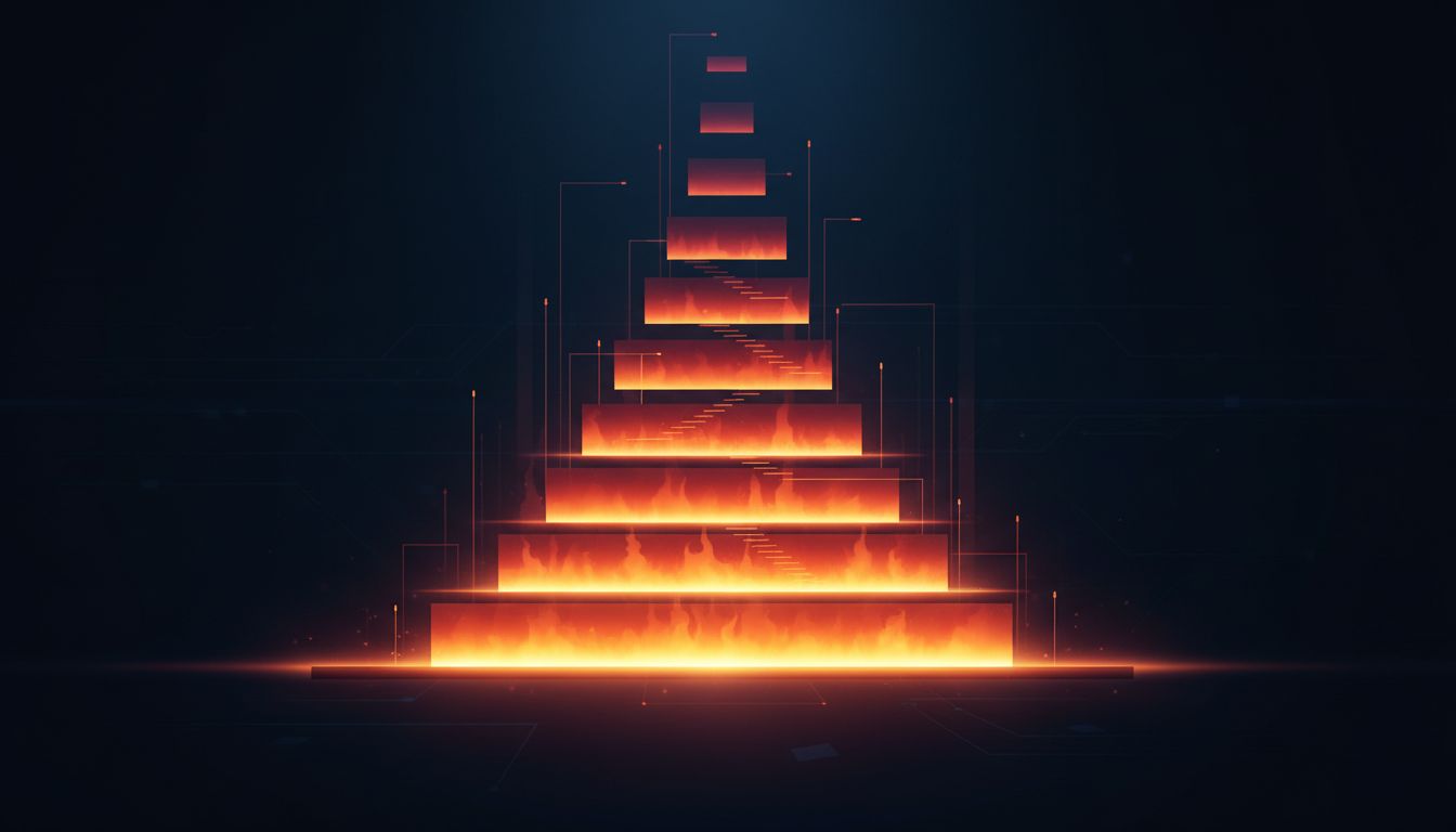 Abstract flame graph visualization showing CPU time distribution as stacked horizontal bars of varying widths
