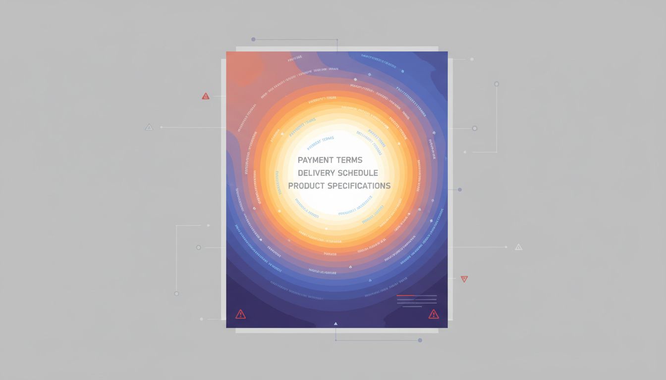 A document illustrated as a heat map, showing AI summarizers focusing on the center while critical edge content fades away