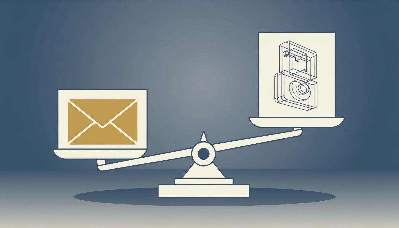 A balance scale with payment on one side and a product blueprint on the other, tilted toward payment