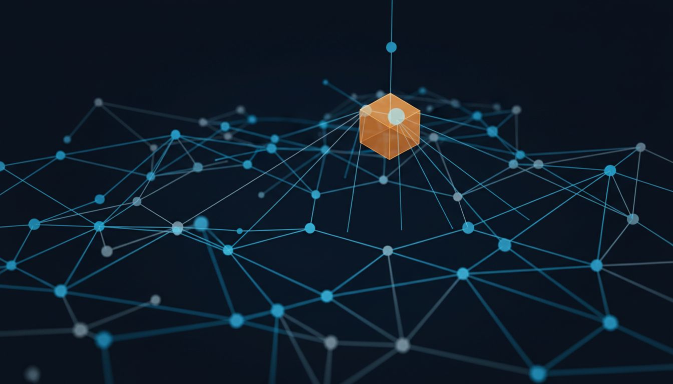 Abstract graph diagram showing the removal of an interconnected node leaving a gap in the network