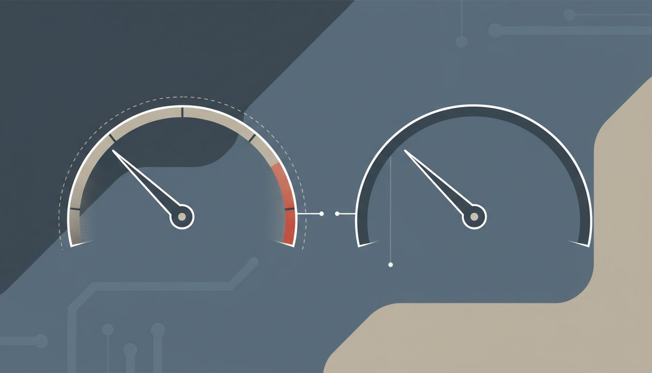 Two speedometers with nearly identical readings, representing the narrowing performance gap between interpreted and compiled languages