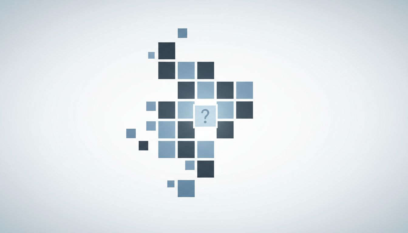 A calendar grid fading into empty space, with a single ambiguous block highlighted