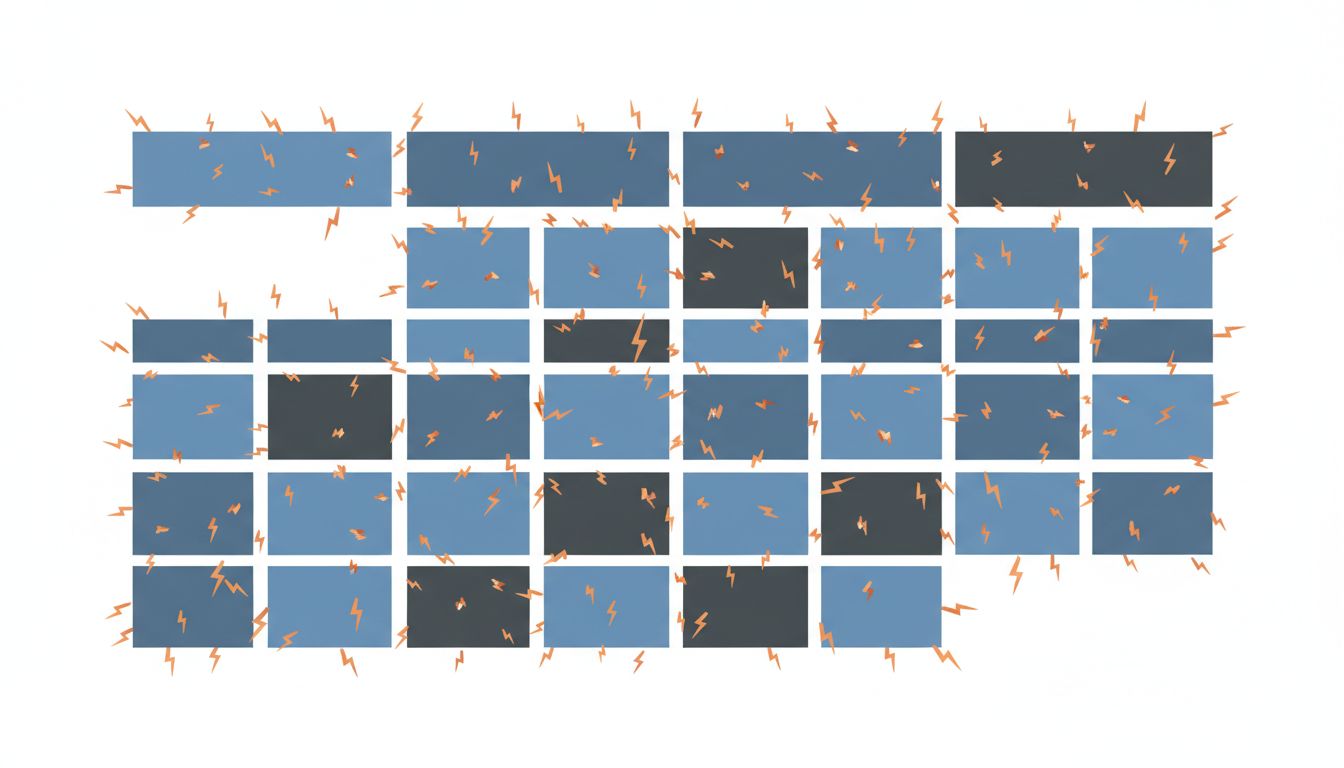 A structured calendar being disrupted by many small, unscheduled intrusions