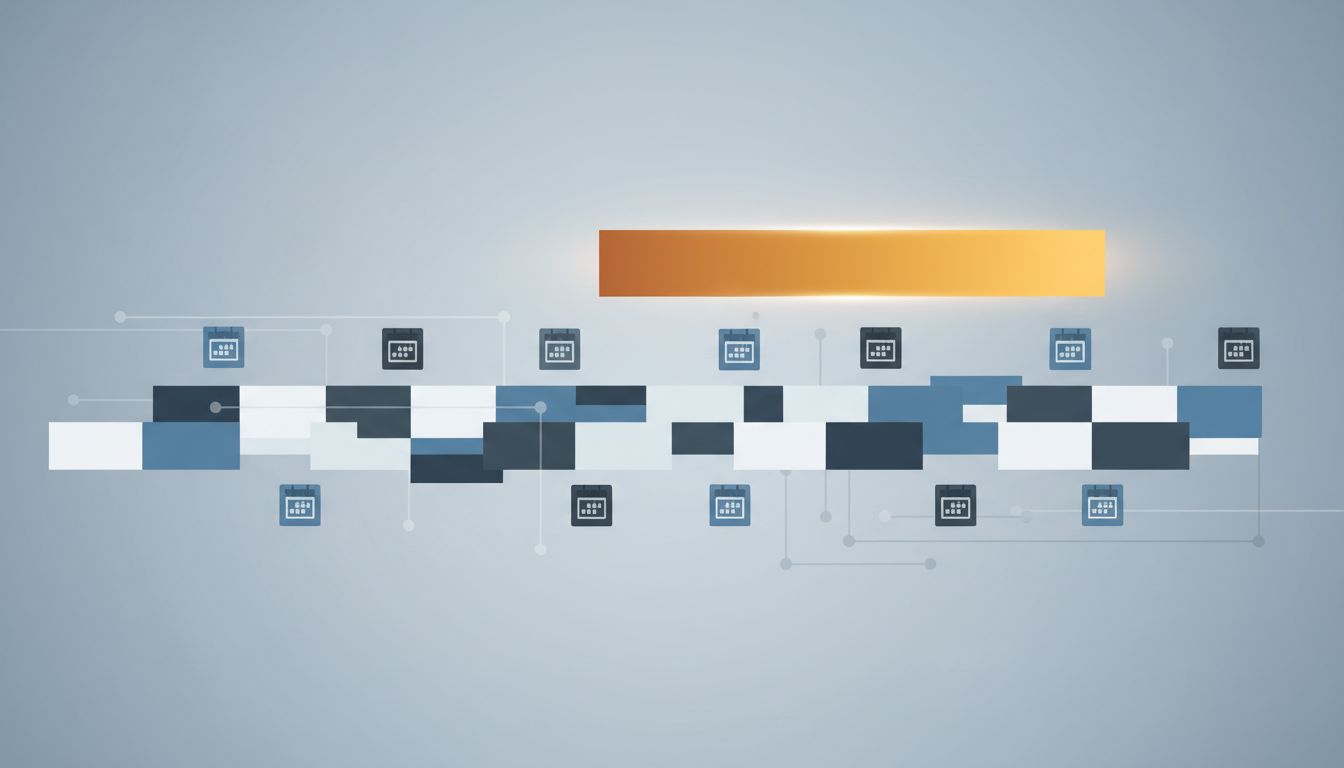 Abstract diagram showing a workday timeline broken into small fragments by a meeting block, contrasted with a single long uninterrupted block