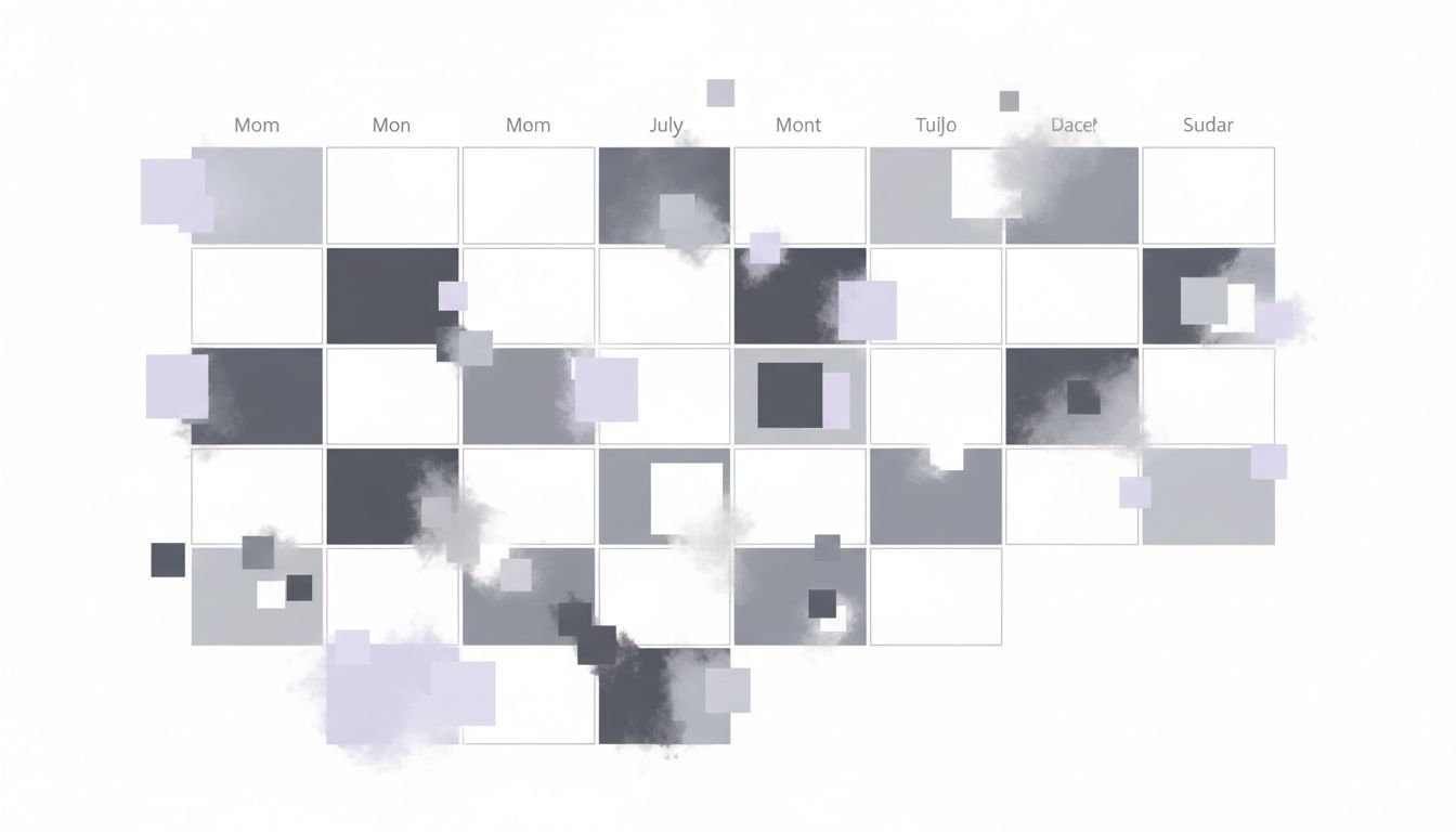 A calendar with all scheduled meetings dissolving into empty white space
