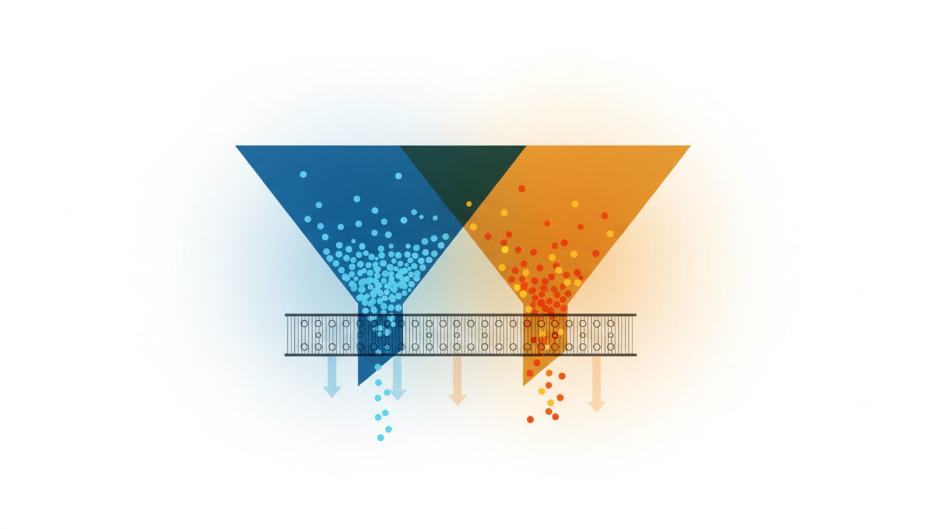 Diagram showing post-filtering in vector search narrowing a large result set to a smaller filtered subset