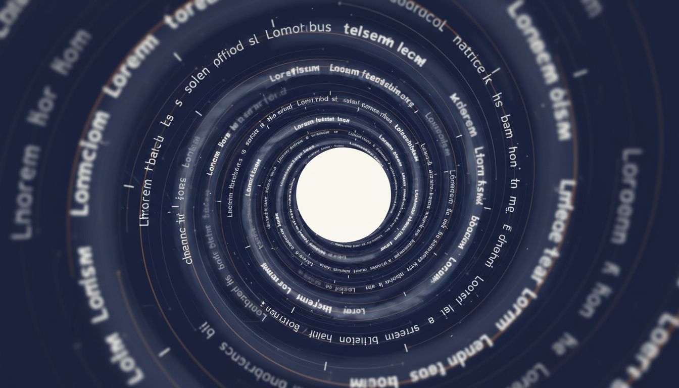 Abstract spiral illustration showing text fragments becoming progressively simpler and more uniform toward the center, representing model collapse through self-training feedback loops