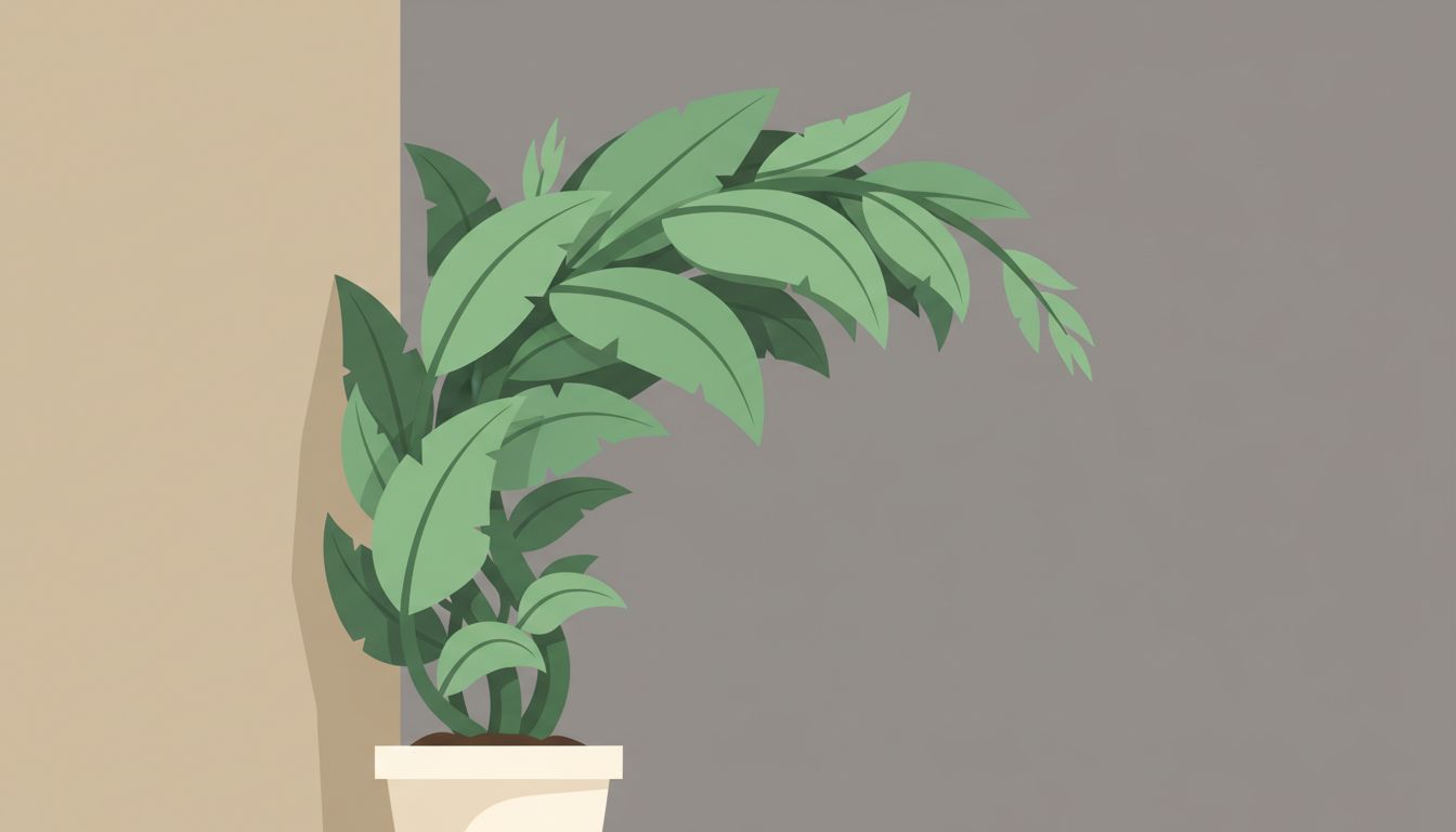 A thriving plant growing in the wrong direction, illustrating how product success can lead to a strategic dead end