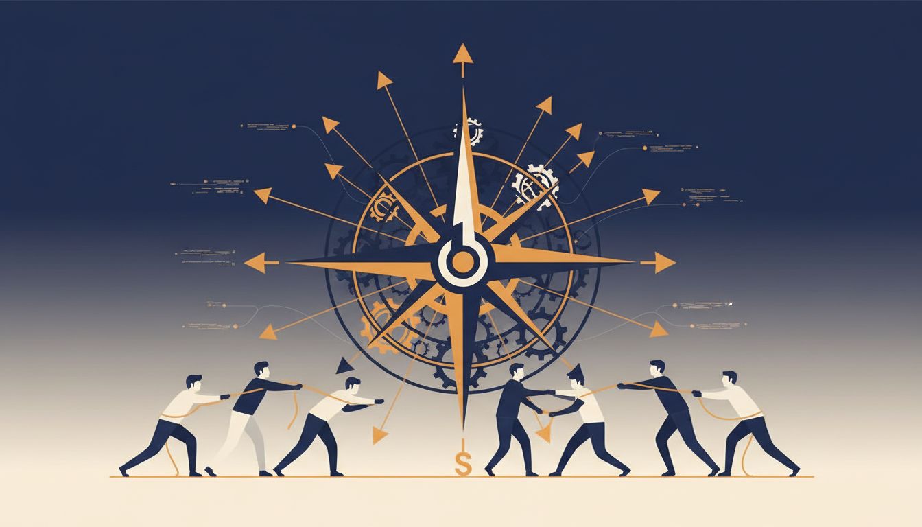 A compass pulled in multiple directions, illustrating conflicting signals from early customers