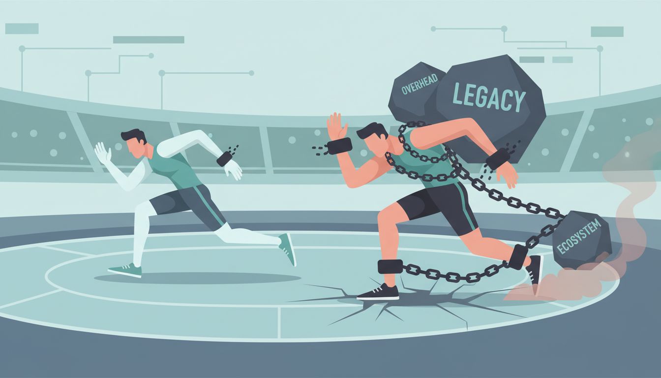 Illustration of a race where the second-place runner carries less weight than the leader