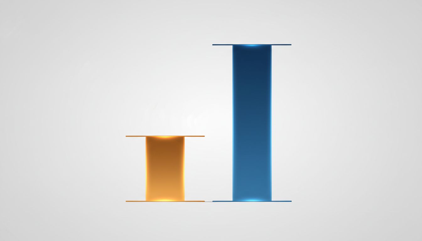 Abstract bar chart showing a smaller company outperforming a larger one on margin