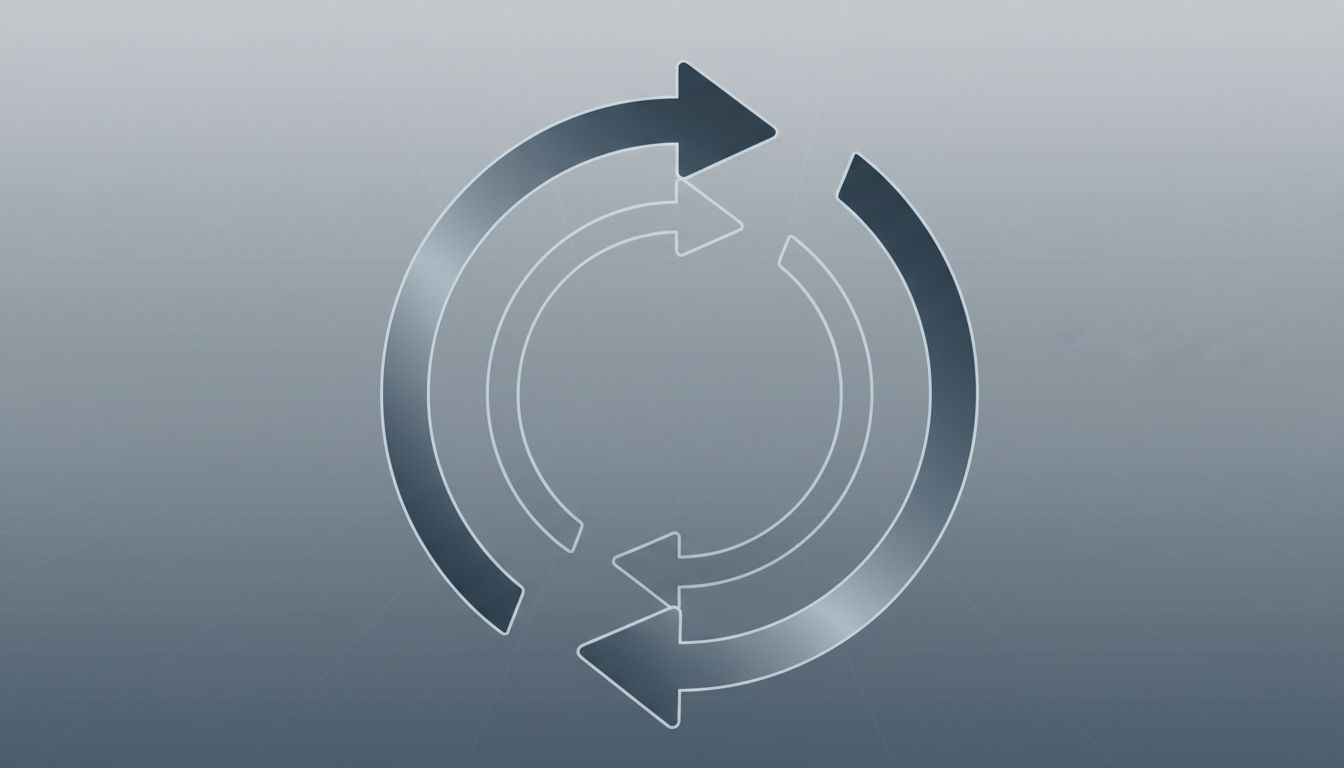 Abstract illustration of a retry loop where repeated operations produce the same outcome
