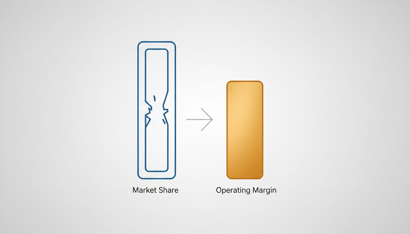 Diagram contrasting market share versus operating margin between first and second place companies