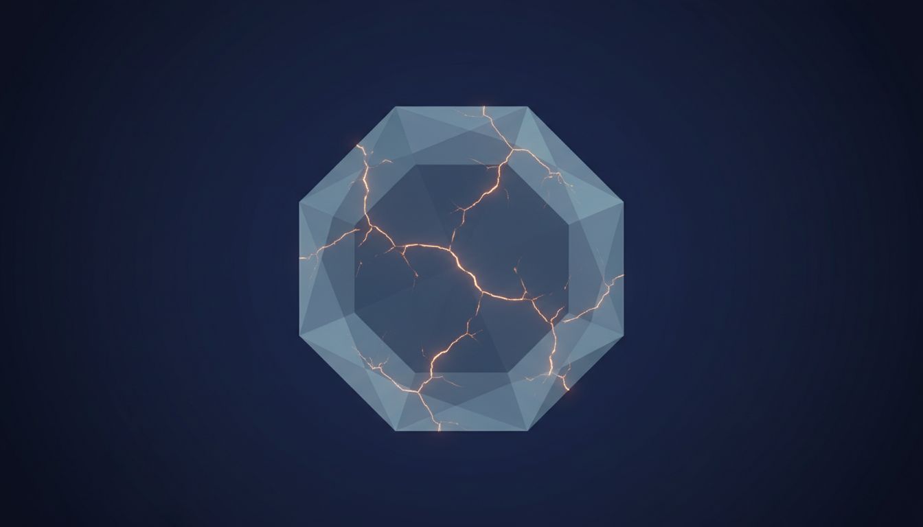 Abstract illustration of a mind fractured by interruptions, showing radiating cracks from a central point