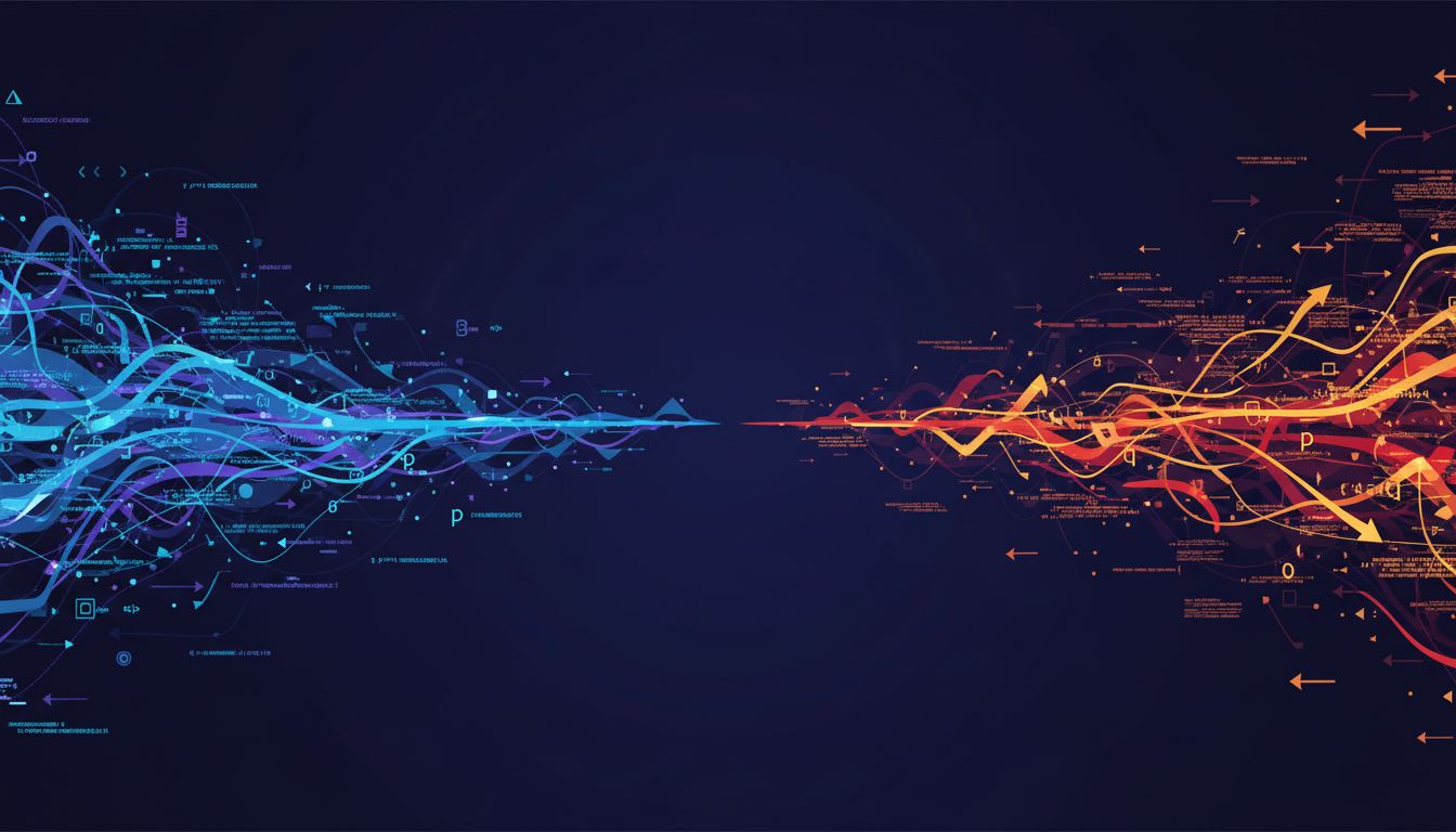 Abstract illustration showing the gap between token prediction and code execution