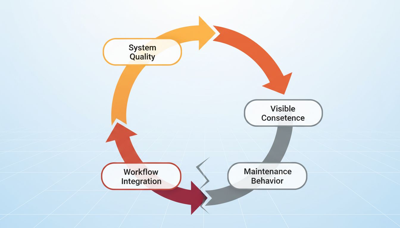 Circular diagram of a productivity feedback loop showing where teams typically break the cycle