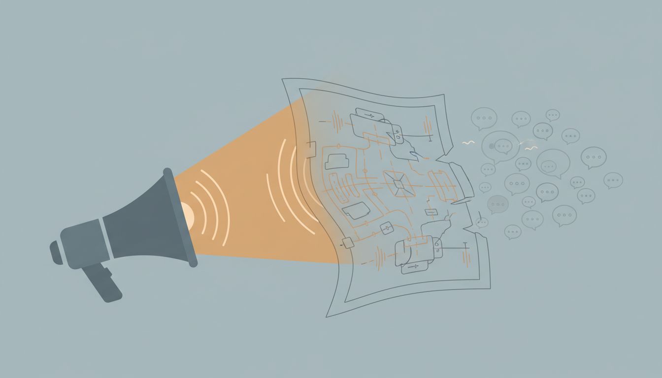 Illustration showing a loud single voice distorting a product design while many quieter voices are ignored