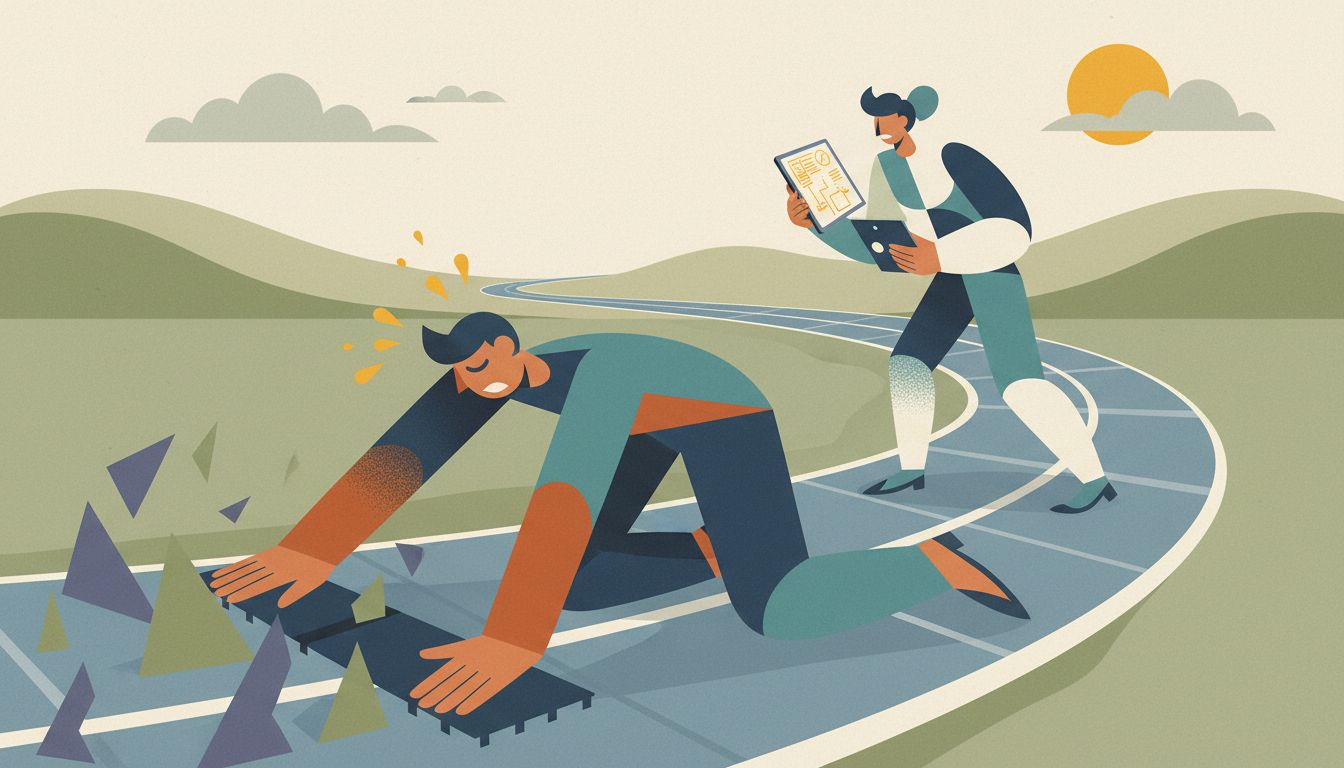 Illustration of a pioneer clearing obstacles while a second runner follows on the cleared path